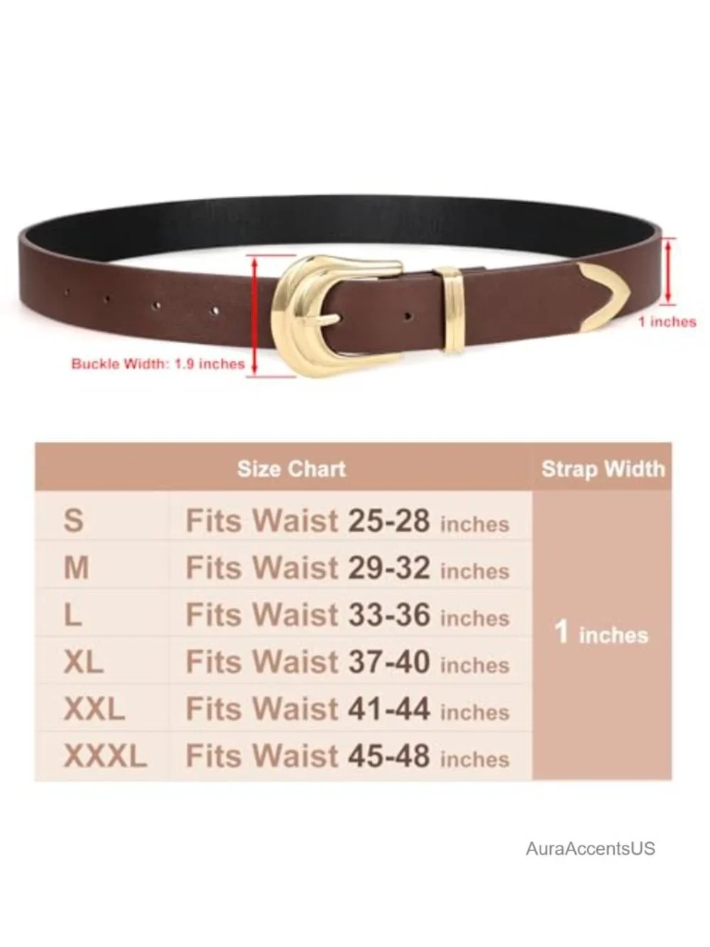 Women's Western Leather Belt Faux Leather Cowgirl Belt Gold Buckle Rodeo Belt
